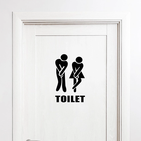 Lustiger Toilettenschild Wandaufkleber Für Badezimmer PVC Selbstklebend Türaufkleber Modern Minimalistisch Schwarz Silhouette Dekor