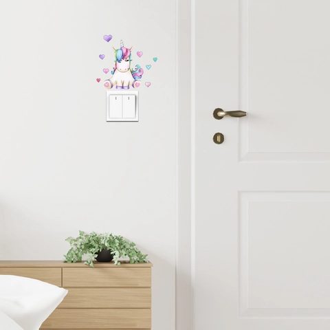 Adesivo da Parete Unicorno Arcobaleno Cartoon PVC Impermeabile Modello a Cuore Decalcomania per Camera dei Bambini Mobili