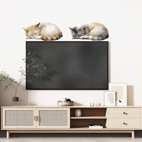 Süße Aquarell Schlafende Katzen Wandaufkleber Abnehmbare PVC Tier Wandbild Für Schlafzimmer Wohnzimmer Sofa Hintergrund Dekor
