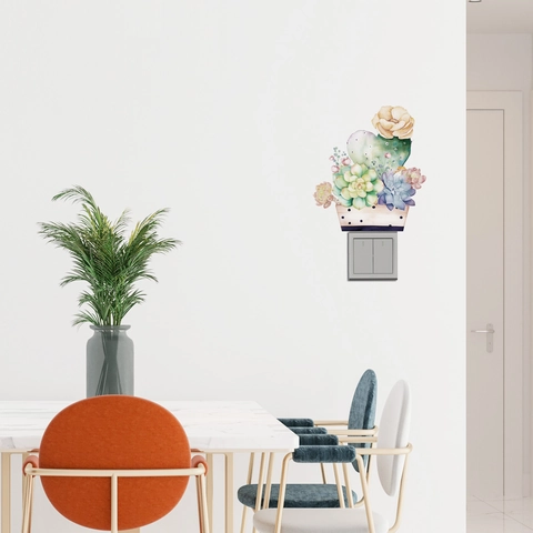Watercolor Succulent Wall Sticker Cactus Potted Plant PVC Decal For Living Room Bedroom Kitchen Toilet Decoration Mural