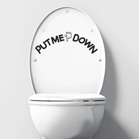Kreativer Put Me Down Toilettendeckel Aufkleber Wasserdicht Schwarz Abnehmbar PVC Badezimmer Wandkunst Deko Für Toilettendeckel