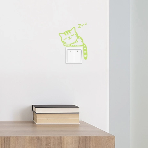 Adesivi da Parete Gatto Luminoso Creativo Fluorescente Interruttore Luce Adesivo PET Gatto Decalcomania per Camera da Letto Soggiorno