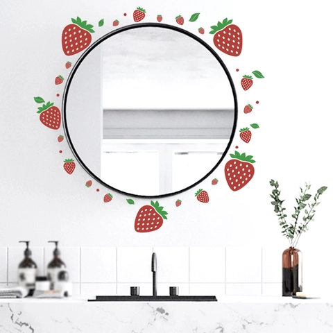 Adhesivo de Pared con Patrón de Fresa de PVC Removible Para Dormitorio Cocina Gabinete Decoración del Hogar Tema de Frutas