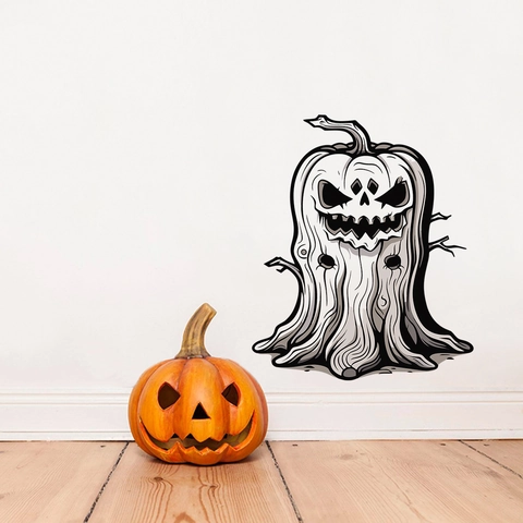 Halloween Pumpkin Monster Wall Sticker Self-Adhesive PVC Waterproof Tree Stump Ghost Decal For Home Party Decoration