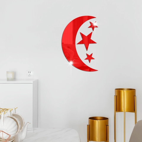 Mirror Acrylic Wall Stickers Star Moon 3D Removable Decals For Living Room Bedroom Home Wall Decoration Accessories