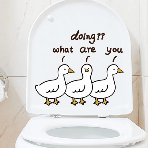 Sticker de Toilette Canard Dessin Animé Drôle Imperméable PVC Auto Adhésif Décalcomanie de Salle de Bain Décoration Maison