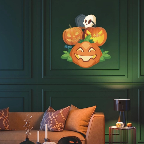 Adesivi Murali di Halloween Zucca Jack-O-Lantern Impermeabile PVC Teschio Lapide Pipistrello DIY Decalcomanie Casa Camera Party
