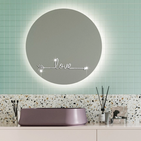 Moderno Adesivo da Parete 3D in Acrilico a Specchio Design Love Arrow Impermeabile DIY Decorazione per Camera da Letto Bagno Soggiorno
