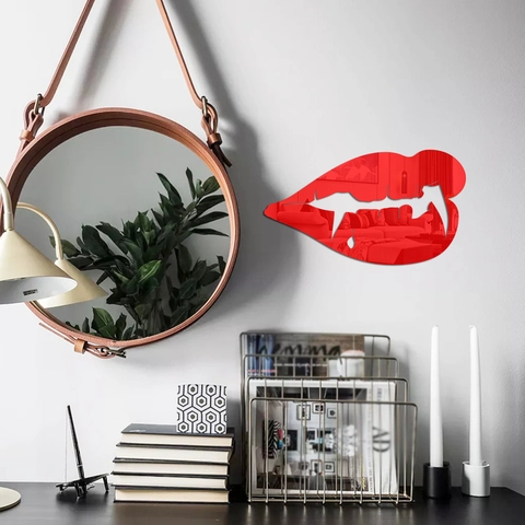 Halloween Vampir Lippen Acryl Spiegel Wandaufkleber Zahn Design Reflektierende Spiegel Aufkleber Für Wohnzimmer Haus Deko