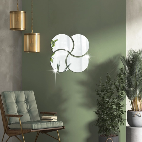 Modern Minimalist DIY Semicircle Acrylic Mirror Wall Sticker Spiral Flower Geometric Decorative Wall Decal For Living Room