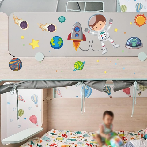 Leuchtende Weltraum Astronaut Wandaufkleber Leuchten Im Dunkeln Rakete Planet UFO Stern PVC Dekore Für Kinderzimmer Schlafzimmer