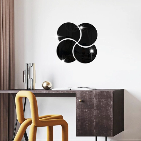 Modern Minimalist DIY Semicircle Acrylic Mirror Wall Sticker Spiral Flower Geometric Decorative Wall Decal For Living Room