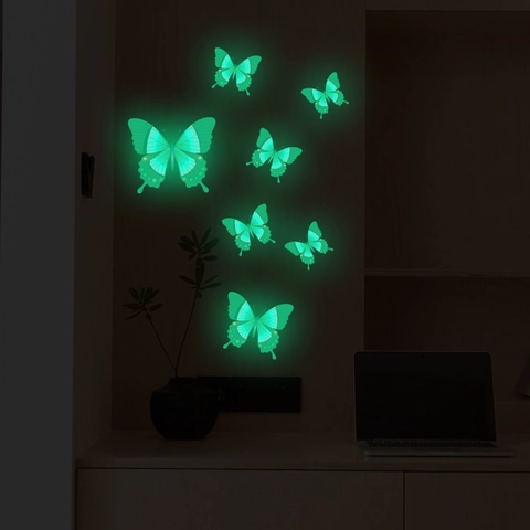 Leuchtende Schmetterling Wandtattoo PVC Leuchtet Im Dunkeln 3D Aufkleber Für Kinderzimmer Schlafzimmer Heimdekoration Fluoreszierend