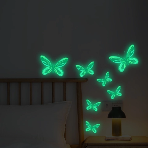 3D Farfalla Adesivi Murali Luminosi PVC Si Illumina Al Buio Simulazione Farfalla DIY Decorazione Per Casa Camera Letto Soggiorno