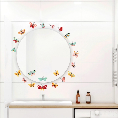Lot de Stickers Muraux Papillons Colorés en PVC Imperméables Décalcomanies Décoratives pour Salon Chambre Salle de Bain Décoration