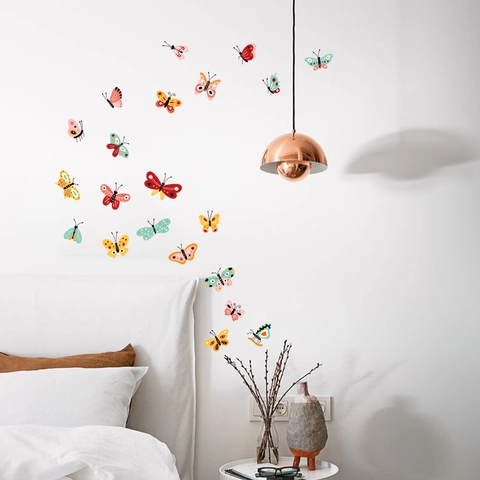 Lot de Stickers Muraux Papillons Colorés en PVC Imperméables Décalcomanies Décoratives pour Salon Chambre Salle de Bain Décoration