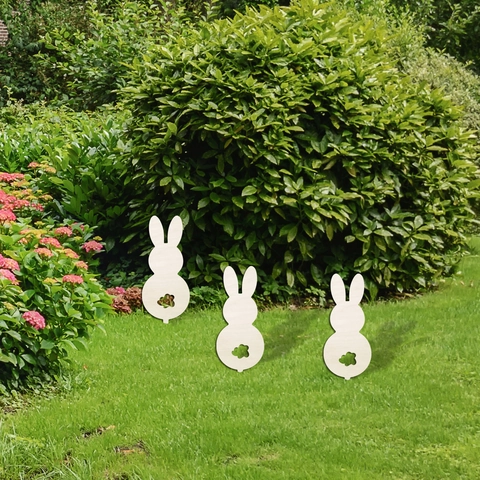 Süße Holz Hase Gartenstecker Dekorative Outdoor Hof Topfpflanze Stecker Modern Minimalistisch DIY Garten Ornament