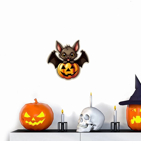 Halloween Pegatina De Pared Luminosa PVC Murciélago Calabaza Fluorescente Brillan En La Oscuridad Para Niños Fiesta