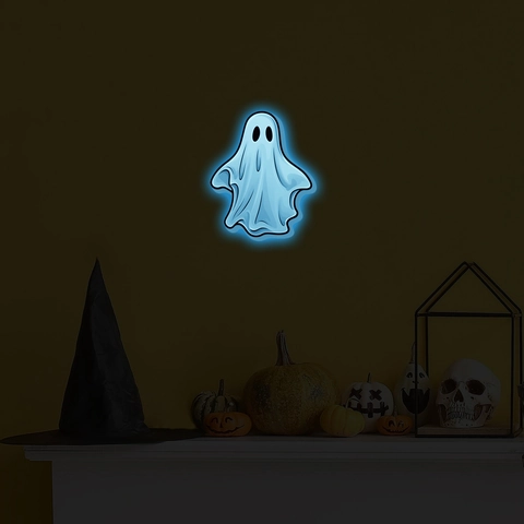 Adesivi Murali Fantasma di Halloween Fluorescenti Al Buio Decalcomanie in PVC per Decorazione Casa Festa Luce Blu Verde