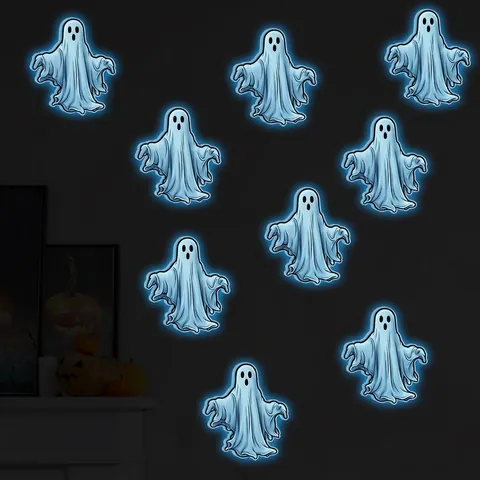 Luminous Ghost Wall Stickers Halloween Decoration Glow In The Dark PVC Fluorescent Decals For Window Party Home Wall Art