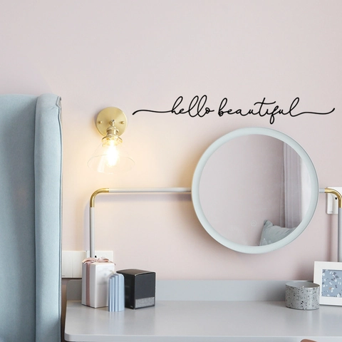 Pegatina De Pared Moderna Minimalista Hola Bella Escrita PVC Impermeable Cita Calcomanía Para Dormitorio Baño Decoración Hogar