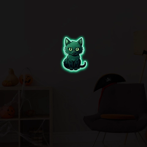 Halloween Im Dunkeln Leuchtende Katze Wandtattoos Neon Effekt Fluoreszierende PVC Tier Abnehmbare Aufkleber Für Schlafzimmer Dekoration