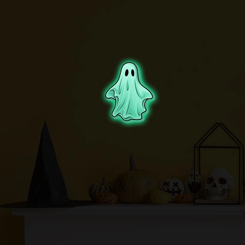 Adesivi Murali Fantasma di Halloween Fluorescenti Al Buio Decalcomanie in PVC per Decorazione Casa Festa Luce Blu Verde