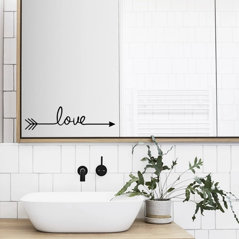 Modern Minimalist Love Arrow Wall Sticker Creative PVC Mirror Decorative Decal Artistic Lettering DIY Home Decor For Living Room Bedroom