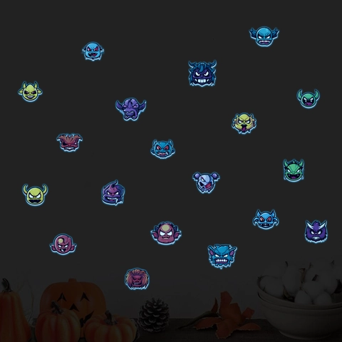 Halloween Adhesivos de Pared Luminosos Dibujos Animados Monstruo Fluorescentes PVC Glow In The Dark para Dormitorio Niños Hogar