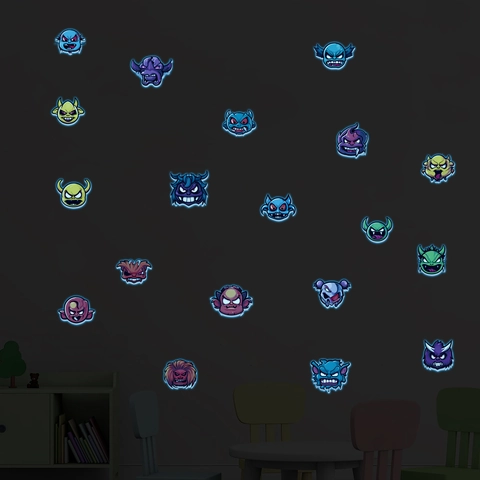 Halloween Adhesivos de Pared Luminosos Dibujos Animados Monstruo Fluorescentes PVC Glow In The Dark para Dormitorio Niños Hogar