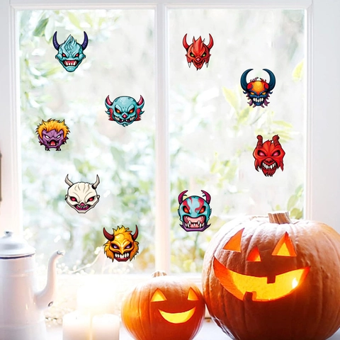 Halloween Glow In The Dark Monster Wall Stickers PVC Luminous Devil Decals For Fridge Window Kids Room Home Party Decor