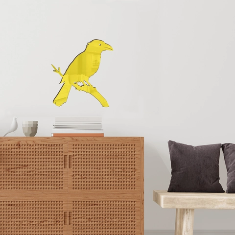 Adesivo da Parete Specchio Acrilico 3D Uccello Corvo su Ramo Silhouette Specchio Decorativo Decalcomania da Muro per Soggiorno Camera da Letto