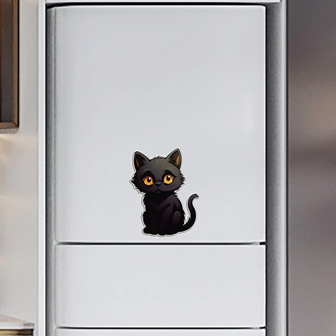 Adesivi da Parete Gatto Nero Cartone Animato PVC Decalcomanie Frigorifero per Laptop Soggiorno Halloween Festa Decorazioni Casa