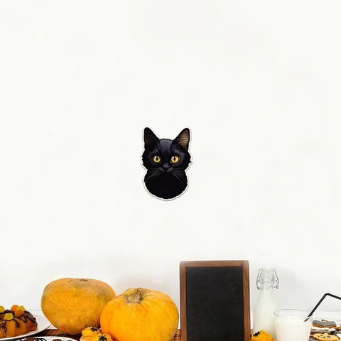 Schwarze Katze Kopf Wandaufkleber Wasserdicht PVC Deko Aufkleber Für Schlafzimmer Laptop Kleiderschrank Modern Tier Home Dekor
