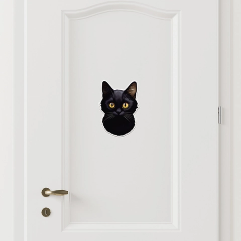 Schwarze Katze Kopf Wandaufkleber Wasserdicht PVC Deko Aufkleber Für Schlafzimmer Laptop Kleiderschrank Modern Tier Home Dekor