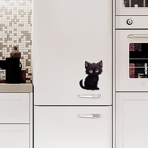 Cartoon Cute Black Cat Wall Sticker PVC Waterproof Decorative Decal For Refrigerator Wardrobe Window Home Decor