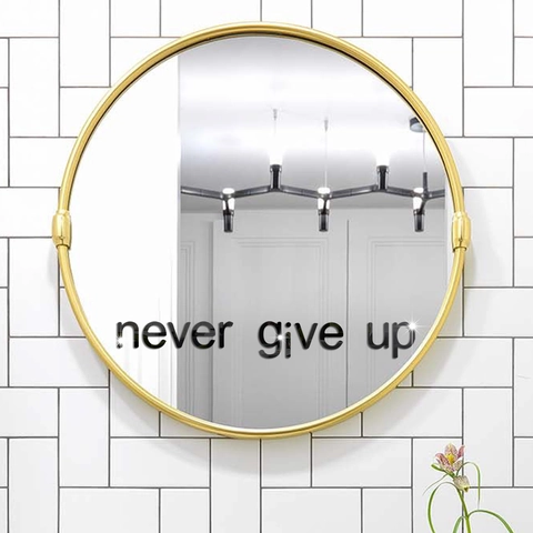 Adesivo da Parete Specchio 3D Acrilico Never Give Up Citazione Ispiratrice Autoadesivo Murale Rimovibile per Soggiorno