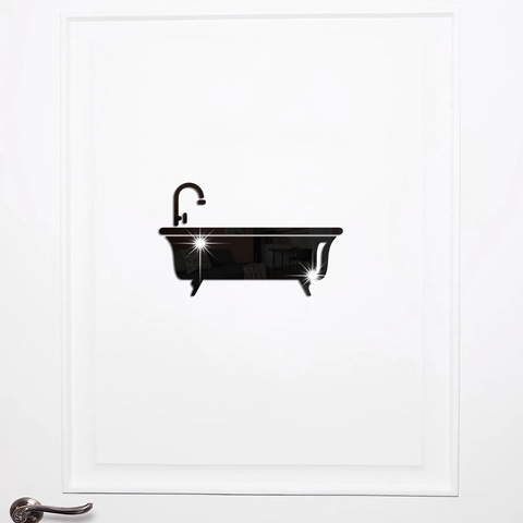 Pegatina de Pared Bañera de Espejo Acrílico Moderno Impermeable DIY Autoadhesivo Decoración de Baño Espejo Para Pared del Hogar