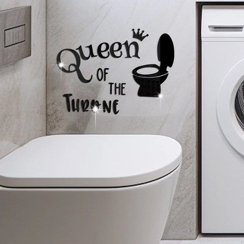 Pegatina de Pared Espejo Creativa Queen Of The Throne Impermeable Acrílico Baño Inodoro Decoración Corona Calcomanía