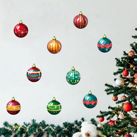 PVC Weihnachtskugel Fensteraufkleber Wasserdichte Wandtattoo Für Feiertage Haus Geschäft Fensterdekorationen PH-QT1249