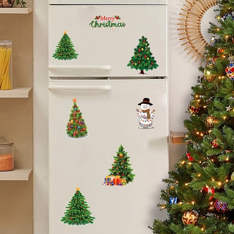 Pegatinas de Pared de Navidad PVC Removibles Árbol de Navidad Muñeco de Nieve Calcomanías de Ventana para Decoración Festiva Hogar