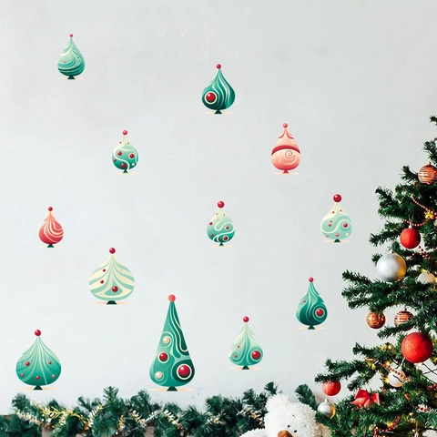 Adesivi Murali Moderni Astratti per Albero di Natale in PVC Rimovibili Fai da Te con Motivi Geometrici per la Casa