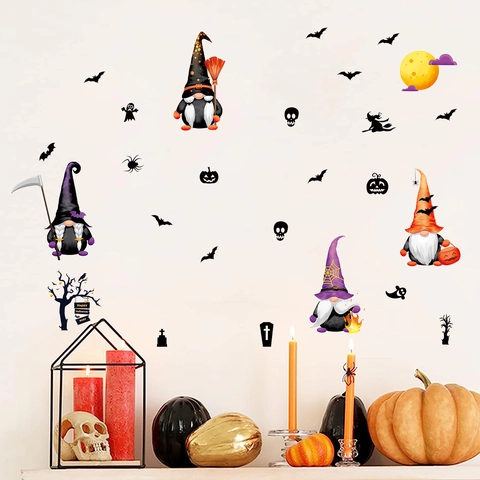 Αυτοκόλλητα Τοίχου Halloween Ξωτικό PVC Νυχτερίδα Κολοκύθα Διακοσμητικά Για Παράθυρο Γυαλί Σπίτι Υπνοδωμάτιο Πάρτι Happy Halloween