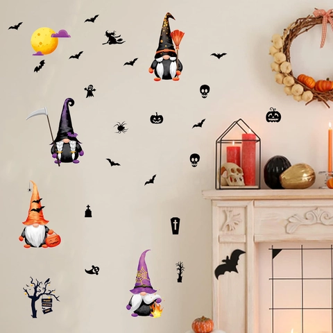 Αυτοκόλλητα Τοίχου Halloween Ξωτικό PVC Νυχτερίδα Κολοκύθα Διακοσμητικά Για Παράθυρο Γυαλί Σπίτι Υπνοδωμάτιο Πάρτι Happy Halloween