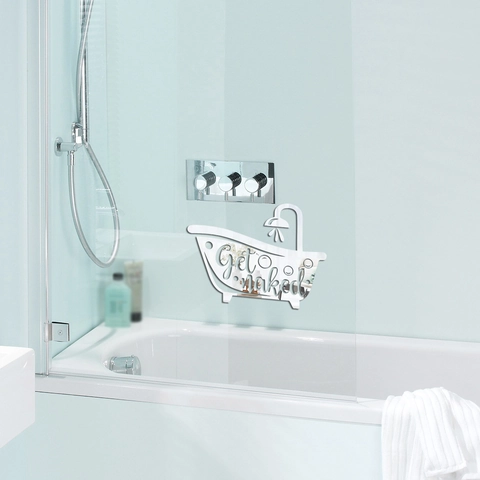 Get Naked Forma di Vasca da Bagno Doccia Adesivo Murale a Specchio in Acrilico 3D Autoadesivo Arredo Bagno Divertente Specchio Decalcomania Per Casa