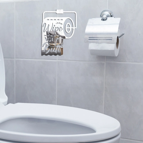 Humorvoll Wipe Your Butt Acryl Spiegel Wandaufkleber Toilettenpapierrollenform Wasserdichtes Dekor Für Badezimmer