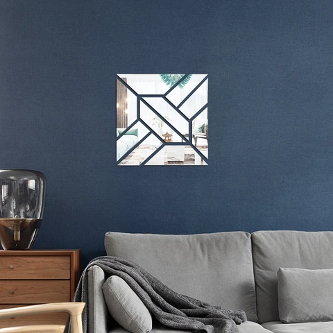 Adesivo Murale Specchio Geometrico Minimalista Moderno Fai Da Te In Acrilico Per Soggiorno Camera Da Letto Decorazione Casa Oro Argento Nero