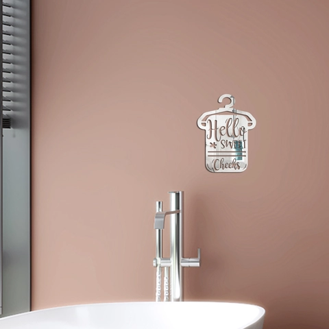 Pegatina de Pared de Acrílico de Espejo Hello Sweet Cheeks Decoración de Baño Humorística Forma de Body de Bebé
