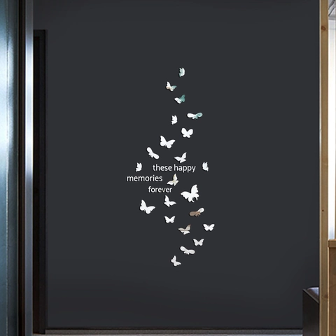 3D Spiegel Schmetterling Wandaufkleber Mit Zitat Acryl DIY Abnehmbare Kunst Wandbild Für Schlafzimmer Wohnzimmer Haus Dekor