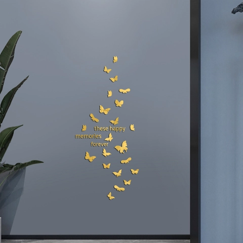 3D Spiegel Schmetterling Wandaufkleber Mit Zitat Acryl DIY Abnehmbare Kunst Wandbild Für Schlafzimmer Wohnzimmer Haus Dekor
